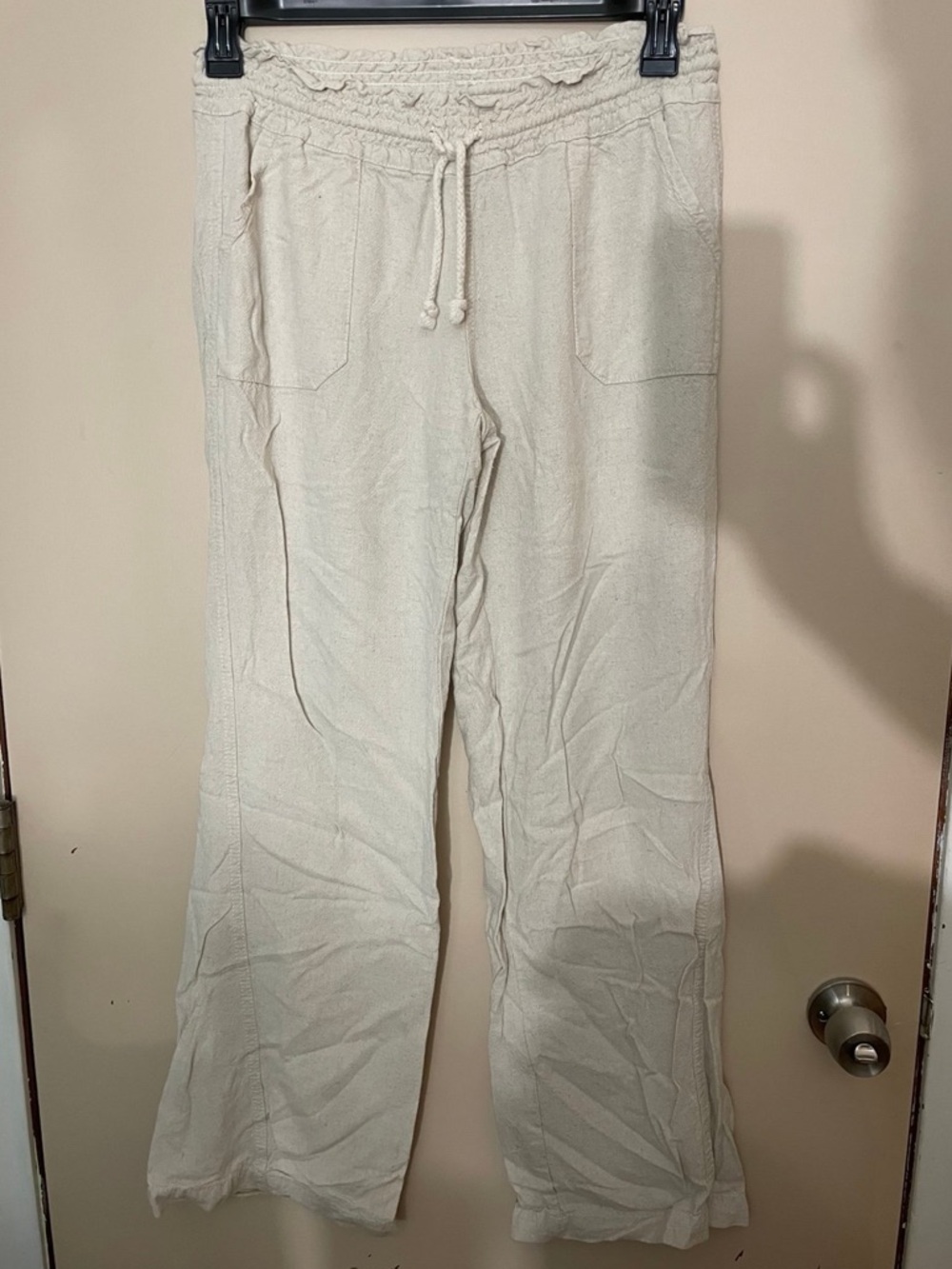 Casual Drawstring Cream Lounge Pants